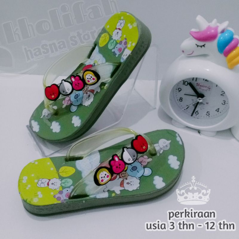 SANDAL JEPIT ANAK PEREMPUAN KARAKTER BT21 BTS LUCU IMUT 24-35 393d/c