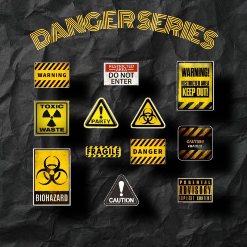 

STIKER DANGER SIGN STICKER AESTHETIC STIKER CASING BUJO HELM LAPTOP