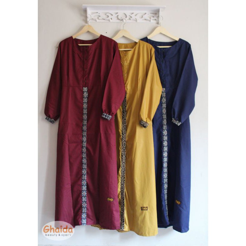 Gamis Dewasa Polos Kombi Batik Toyobo Jumbo