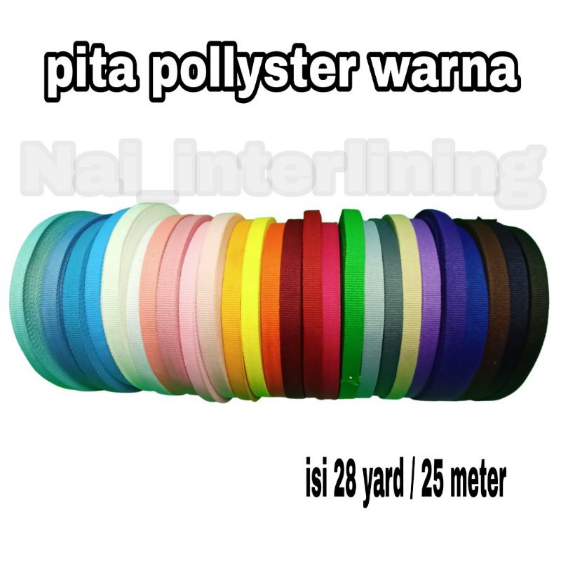 pita polister warna polos 1cm grosgrain tali kado atau hadiah souvenir per toll 28yard