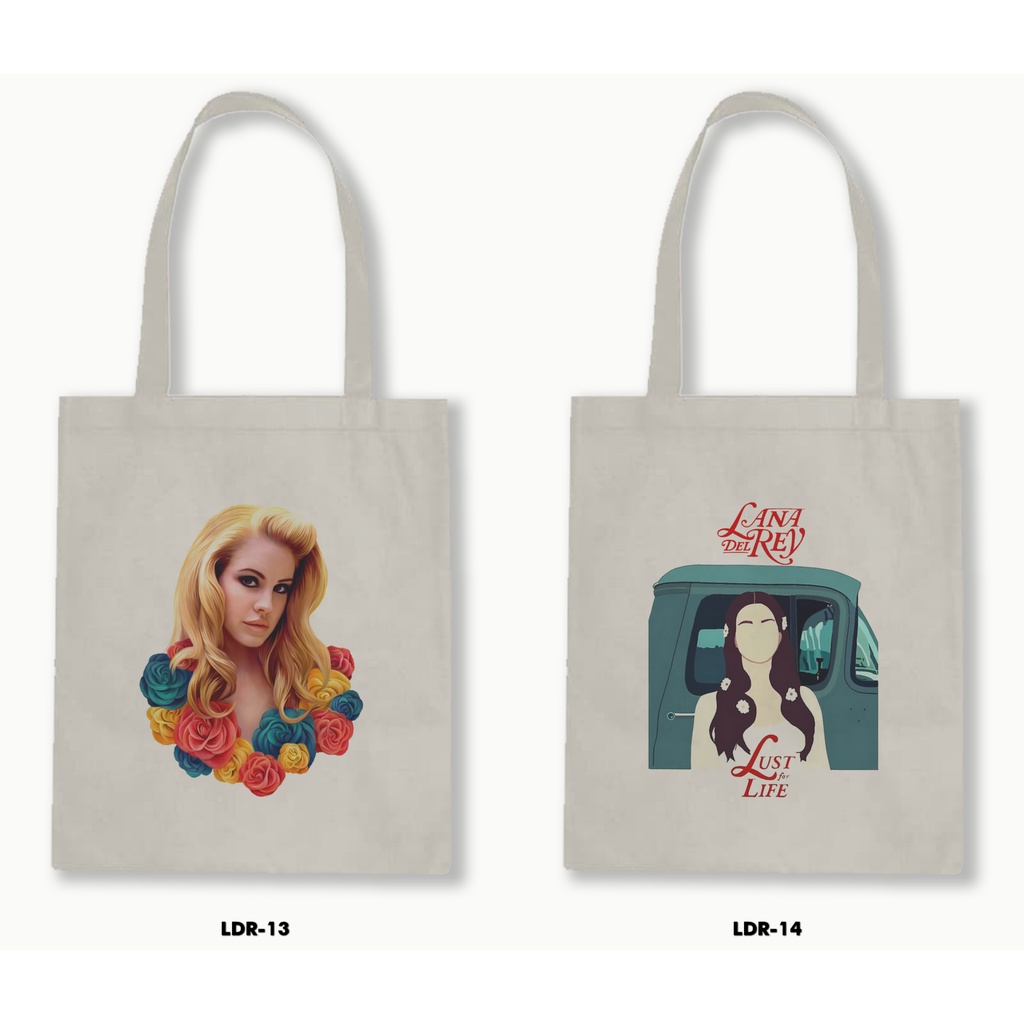 Tas Tote Bag Resleting Kanvas/Blacu  - Lana Del Rey 1