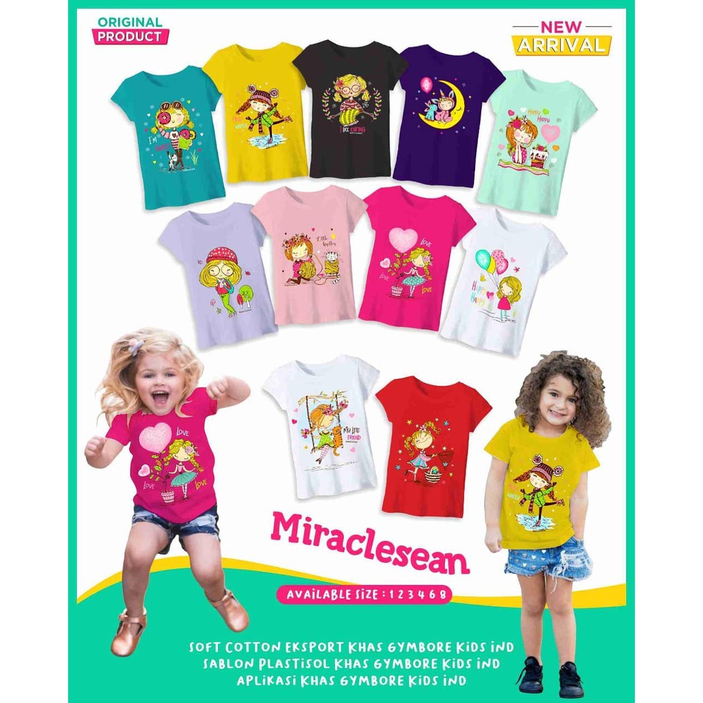 KAOS ANAK PEREMPUAN KARAKTER GIRLY USIA 9 BULAN - 7 TAHUN