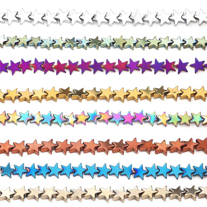 4/6/8 Mm Batu Alam Pentagram Hematite Beads Bintang Longgar Spacer Manik-manik Pesona untuk Perhiasan Gelang Membuat Gelang DIY