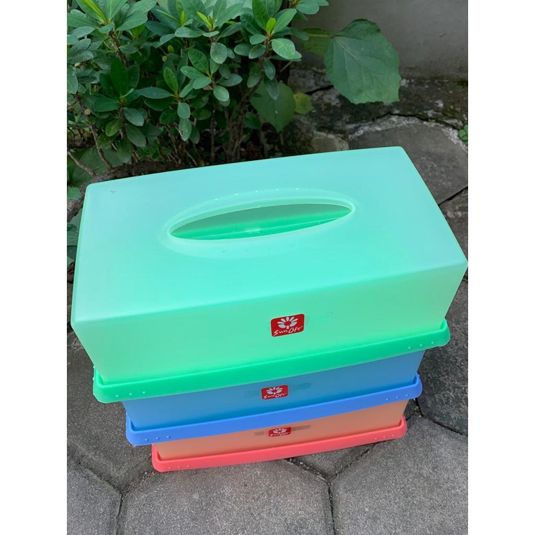 Sunlife Kotak tissue jumbo / Tempat tissu / box tissu segi warna pastel transparan