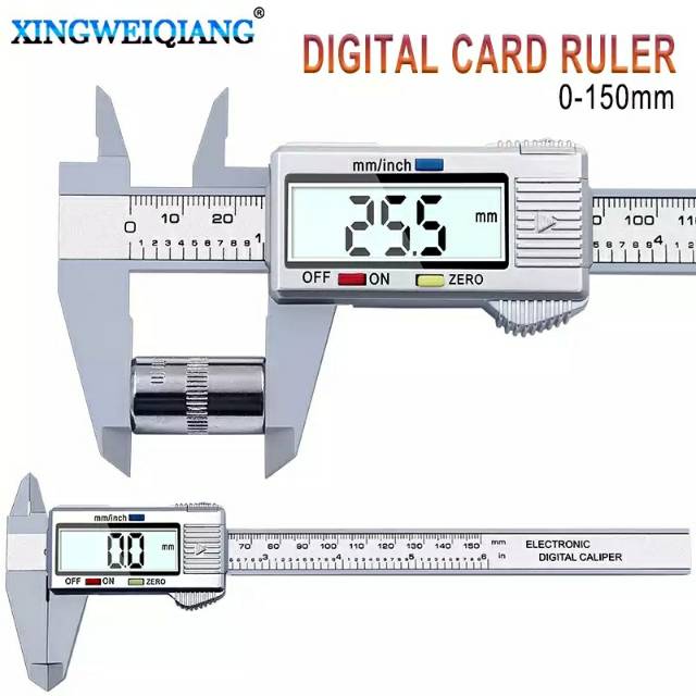 Digital Vernier Calipers150mm 6 Inch LCD Elektronik Serat Karbon Gauge Tinggi Alat Ukur Micrometer