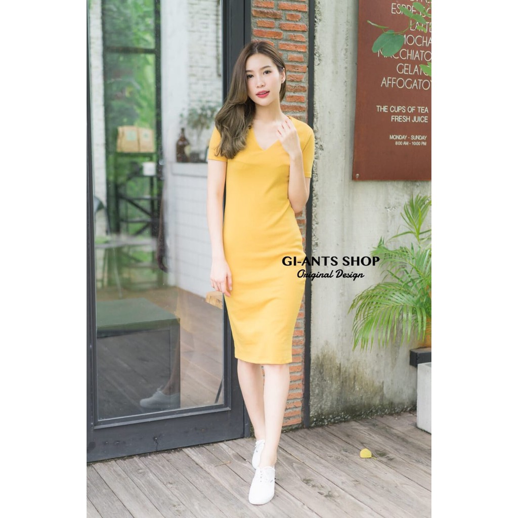 Dress Giantbasic Vneck / Dress Import Bangkok Termurah (DRGB41)