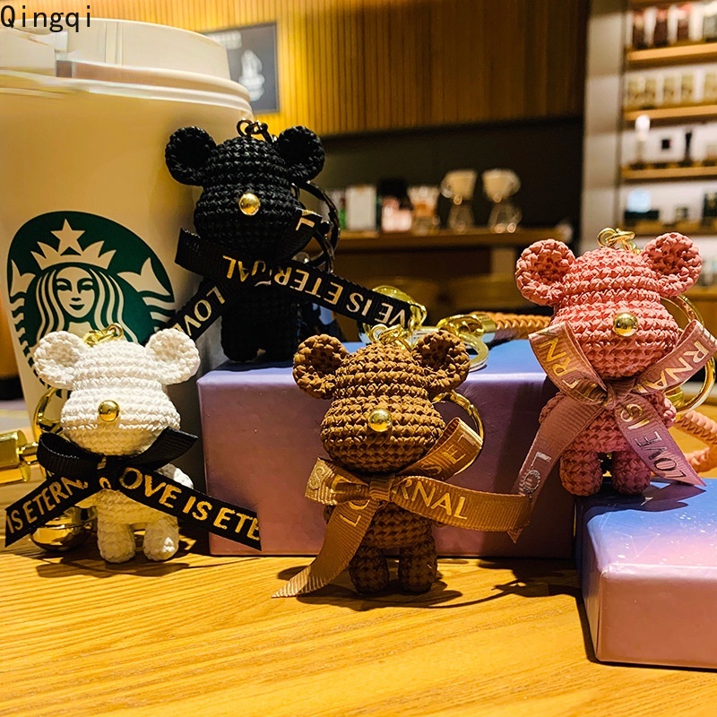 Gantungan Kunci Bentuk Boneka Beruang / Kelinci / Pita Bahan Resin Untuk Hadiah Anak Perempuan