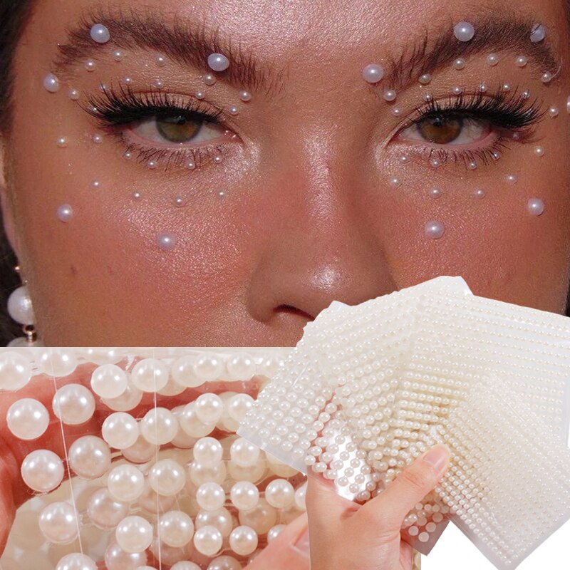 3D Pearl round stickers eyes face Diamond sticker accessories nail stickers DIY Decoration