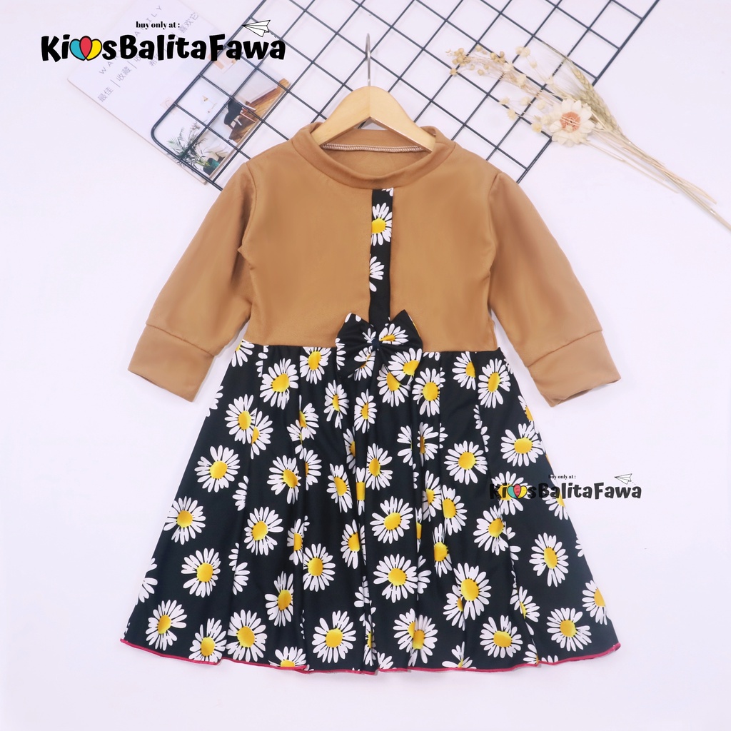 Dress Valencia 1-8 Tahun / Baju Pesta Dres Lengan Panjang Anak Perempuan Fashion Kids Gaun Adem