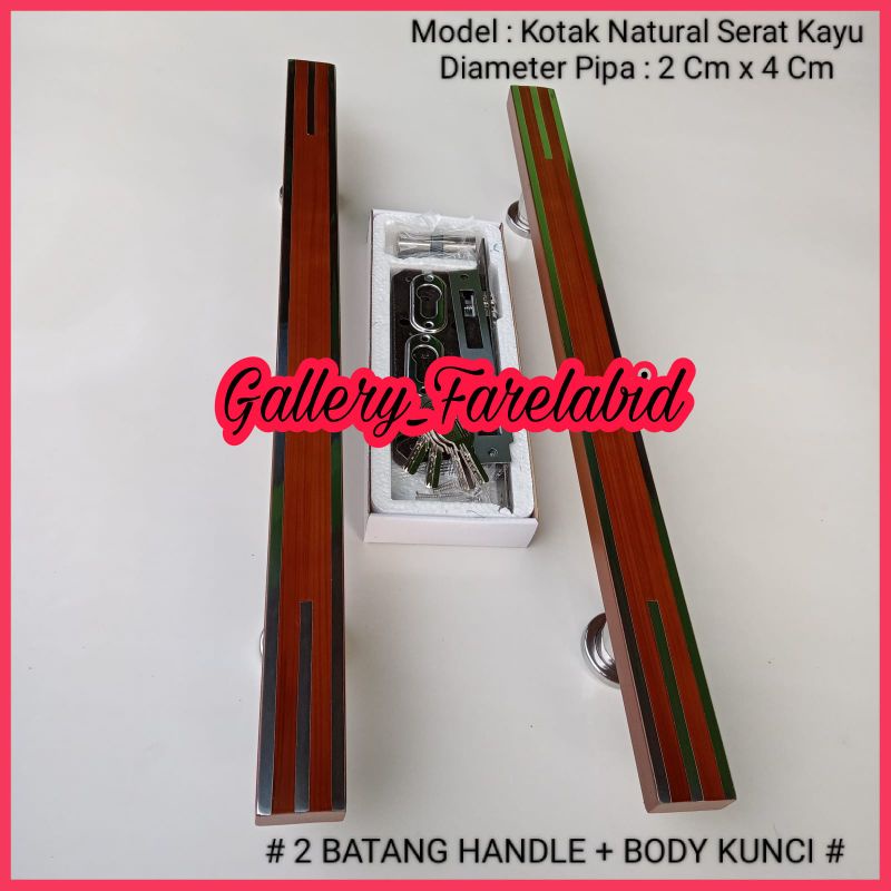 Handle Pintu Rumah Stainless Steel Kotak 60 Cm Set Kunci Gagang Pintu Rumah 45 Cm Bodi Pelor Pegangan Pintu Kupu Tarung Tarikan Pintu Rumah Utama Minimalis