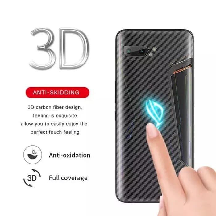 Asus ROG 2 / ROG 3 / ROG 5 / ROG 5s Pro Back Skin Carbon Garskin Anti Gores Belakang