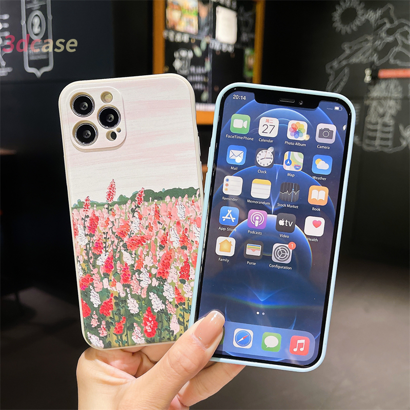 Xiaomi Redmi Note 9 8 10 10S 9 PRO MAX 9S Xiaomi Redmi POCO X3 NFC X3 PRO M3 Redmi 9C NFC 9A 9i 9T 9 Power 10X POCO M2 PRO Blue Sky Lavender Garden Painting Soft Silicone Case Cover untuk