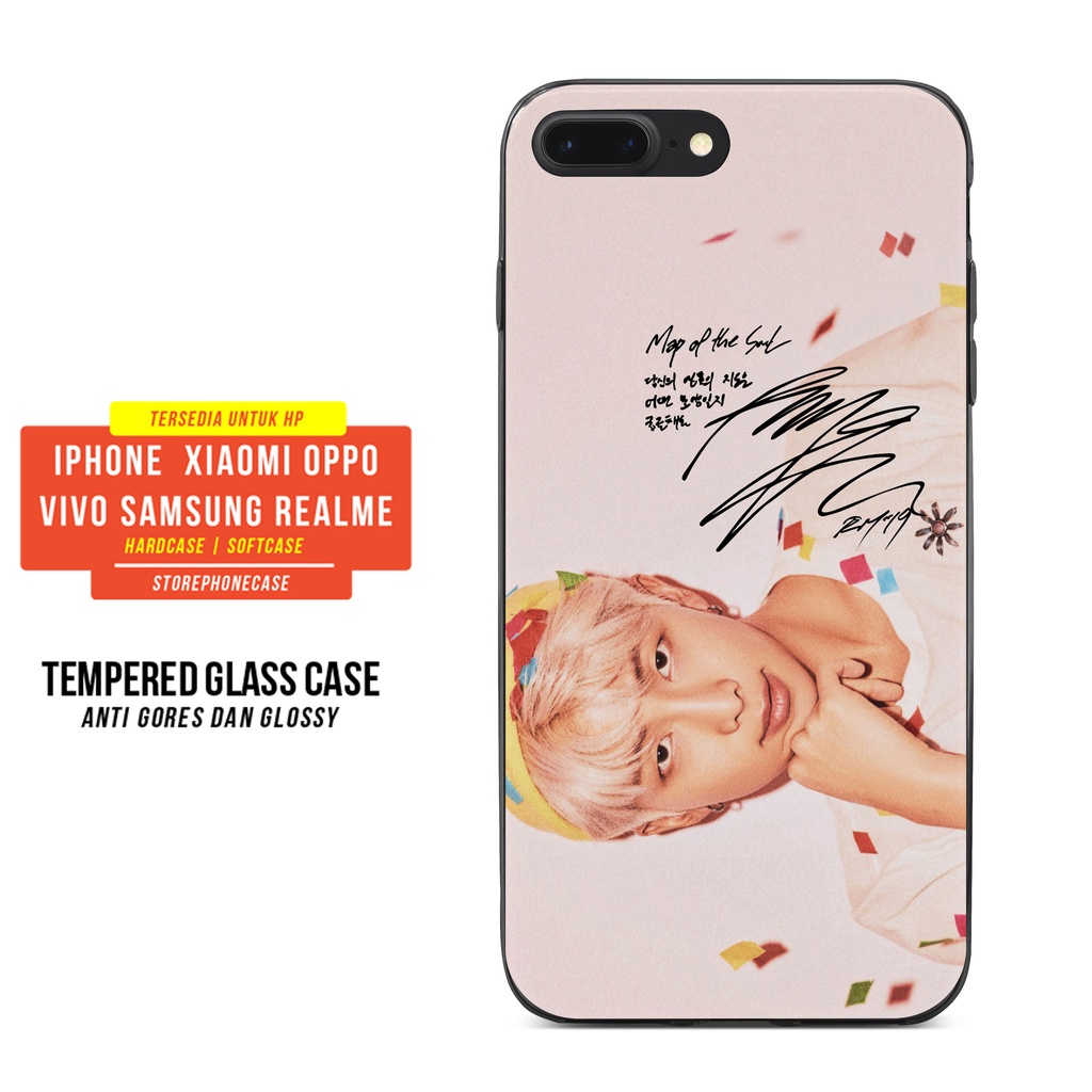 CASING HANDPHONE TEMPERED GLASS CASE iPHONE SAMSUNG XIAOMI VIVO OPPO REALME BTS RAP MONSTER PERSONA 