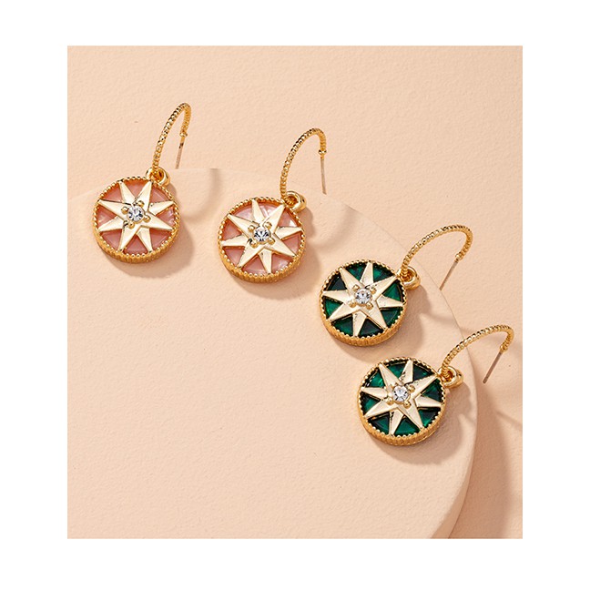 LRC Anting Tusuk Fashion Geometric Round Star Diamond Alloy P88966