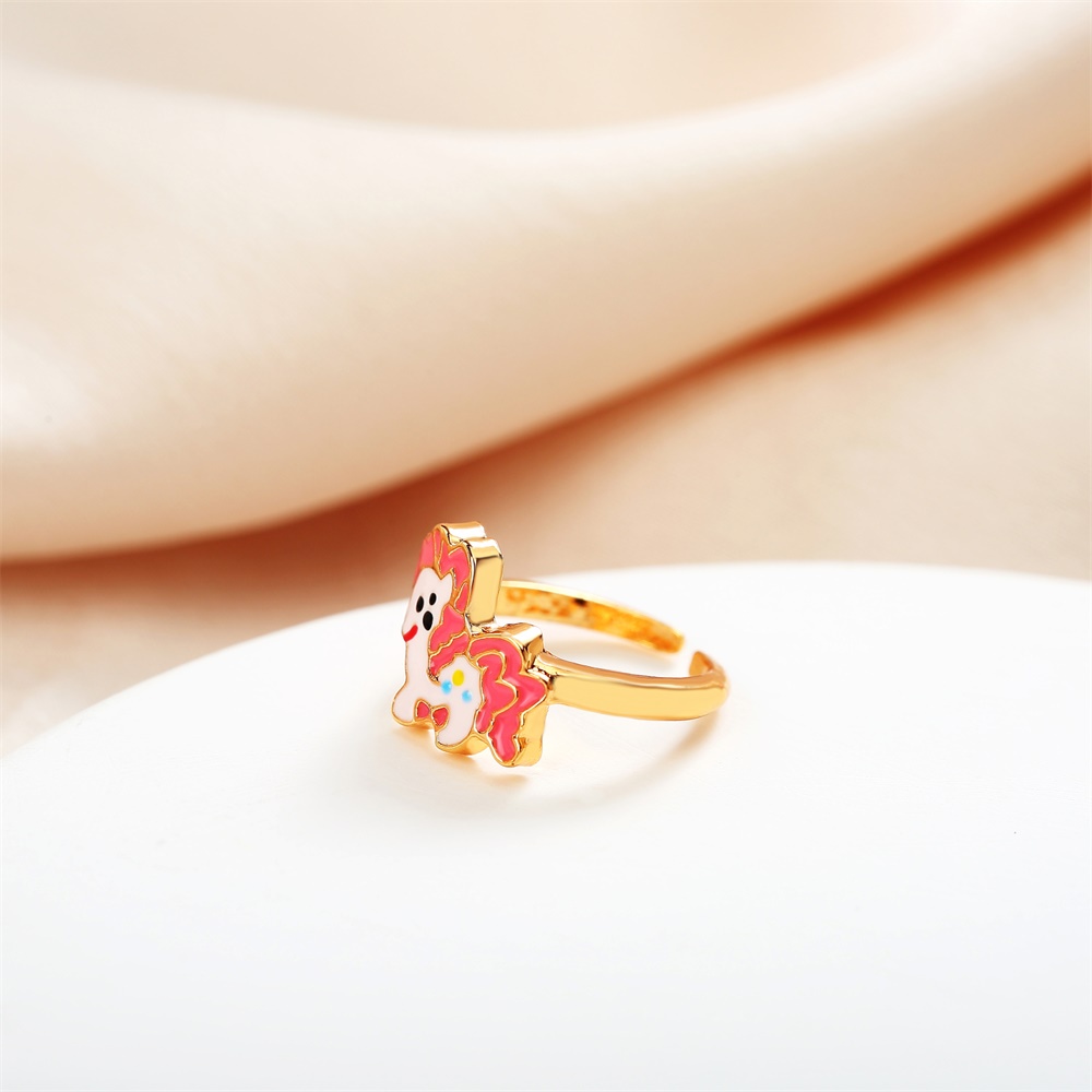 Y446 Cincin Anak Anak Perempuan Pony Murah Cincin Anak Perempuan Unicorn Lapis Emas Anti Karat Cincin Bayi