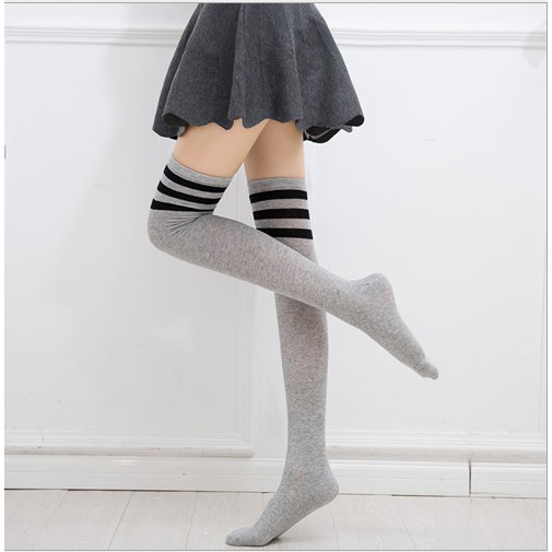 Kaos kaki  Wanita panjang sepaha di atas Lutut Over Knee Socks Korea polos strip sock-Motif 13