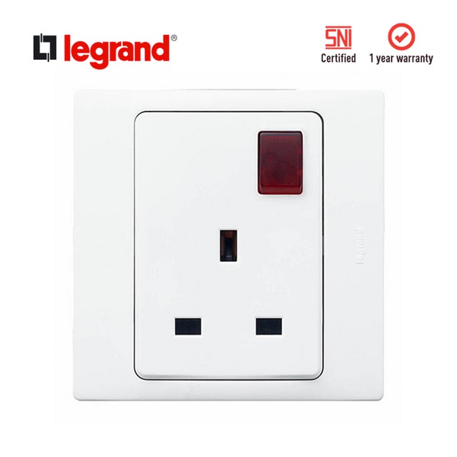 Legrand Mallia - Stop Kontak AC - 13A - Putih dengan Frame