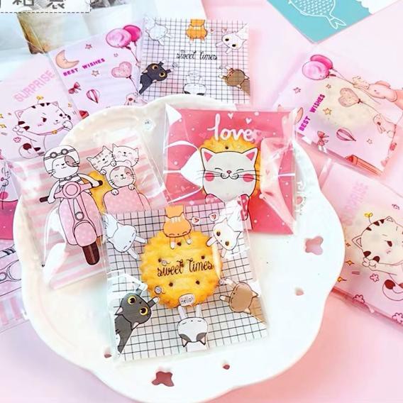 

Banting Harga 50PCS Plastik cookies 7x7 plastik kue lucu animal character plastik packing cookies