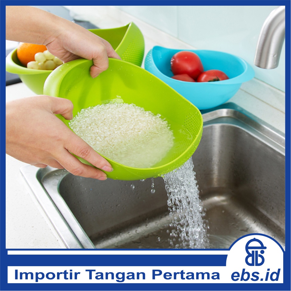 𝗘𝗕𝗦 ✅ PA078 Mangkok Baskom Saringan Air Wadah Cuci Beras Buah dan Sayuran Penyaring