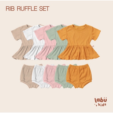 Labu Kids - Ruffle Set | Set Baju Bayi Ruffle Dress Baju Anak Bayi Balita Lucu Terusan Perempuan Cewe Baby Girl