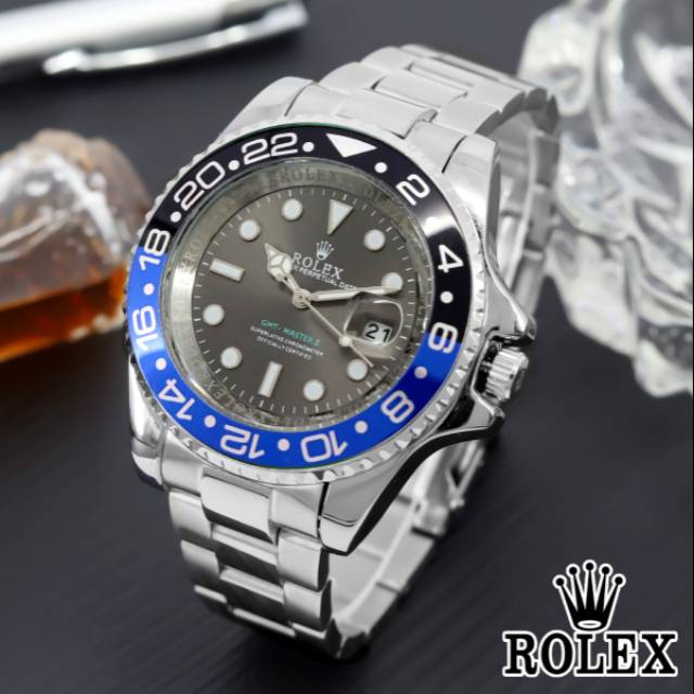 Jam Tangan Rolex GMT Master Super Mewah Dan Elegan - Jam Tangan Pria Rolex - Warna Silver Hitam Biru
