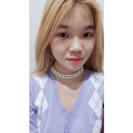 Leticia Korean Pearl Choker Necklace Kalung Mutiara Korea Anyam