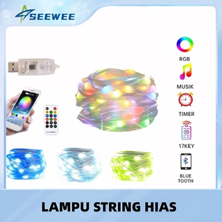 SEEWEE Lampu LED String Hias Dekorasi RGB +Bluetooth + APP Controlled/  Leather Line Light Symphony  Pohon Natal Fairy Light Dekorasi Ulang Tahun