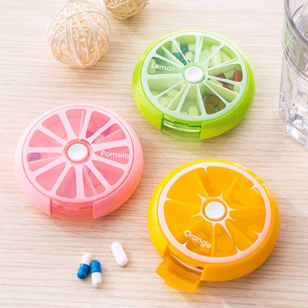 Kotak Pil Nanas Travel Product Weekly Rotating 7hari Splitter Pill Organizer Case Container