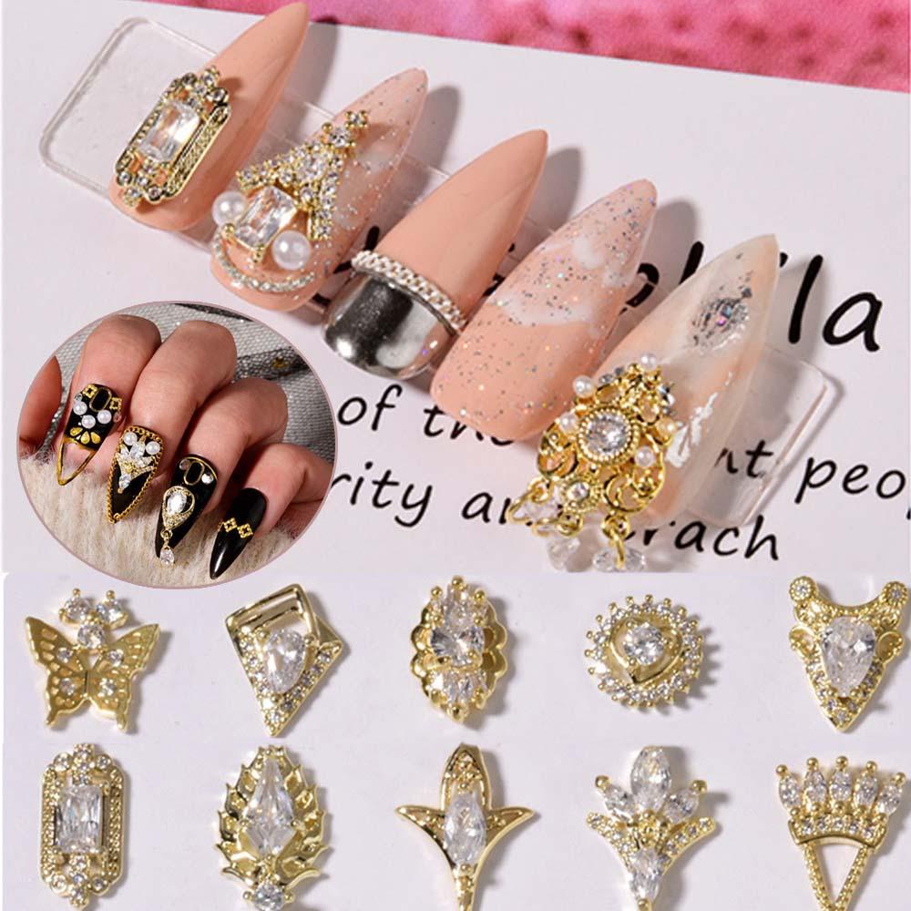 Mxbeauty 3D Kuku Rhinestones Charms Mewah Mutiara Kupu-Kupu Permata Manikur Aksesoris Perhiasan Kuku