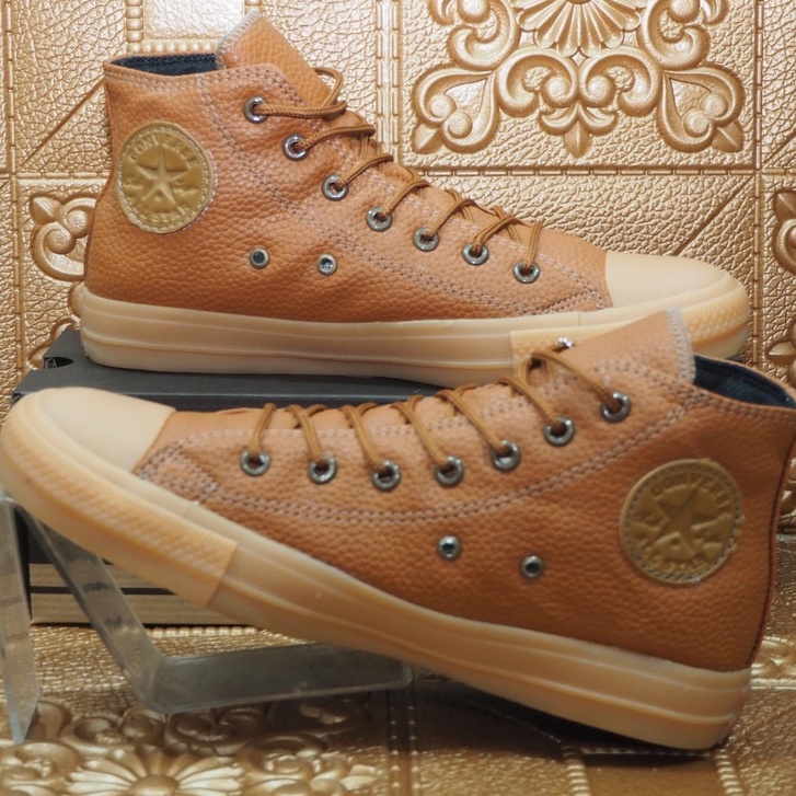 ALL STAR KULIT SINTETIS CONVERSE TINGGI / PENDEK PREMIUM COKLAT HITAM