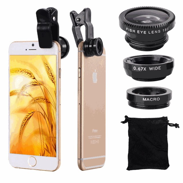 UNIVERSAL CLIP LENS FISH EYE MACRO WIDE KLIP LENSA 3 IN 1 SMARTPHONE