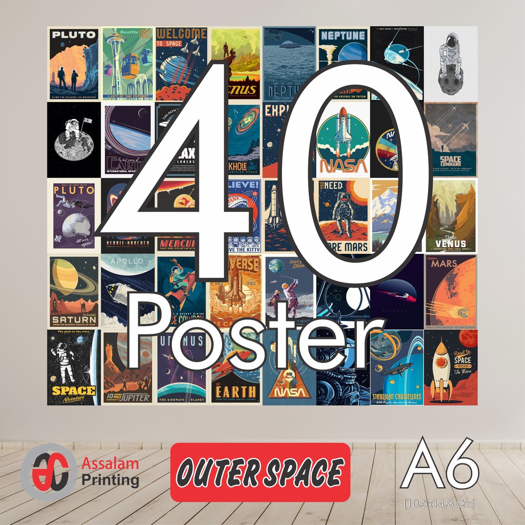 (40PCS) POSTER AESTHETIC ANIME COMIK CARTOON FOOTBALL RETRO BAND BRAND MOVIE ISI 80PCS WALL DECOR-Outer Space 40