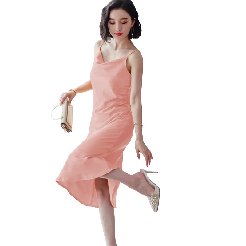 Long Dress Camisoles sexy Saten Tali kecil Wanita Gaya Korea - XSHOP Wiyana