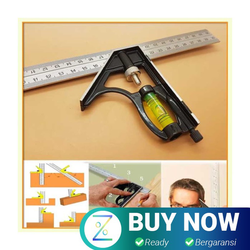 

Mistar Penggaris Siku Tukang Multifungsi - ZEAST - Black