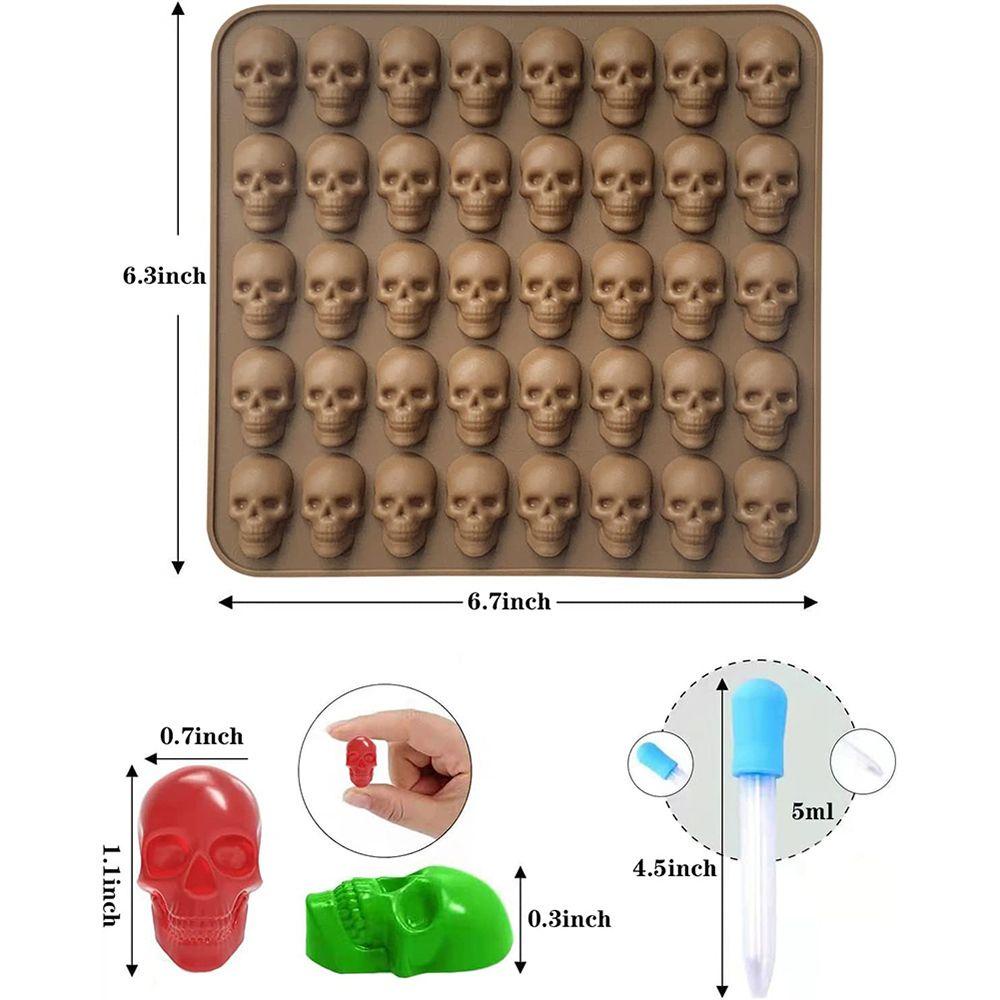 R-FLOWER 40kisi Tengkorak Gummies Alat Kue Buatan Tangan CupCake Hantu DIY Craft Cetakan Puding Silikon