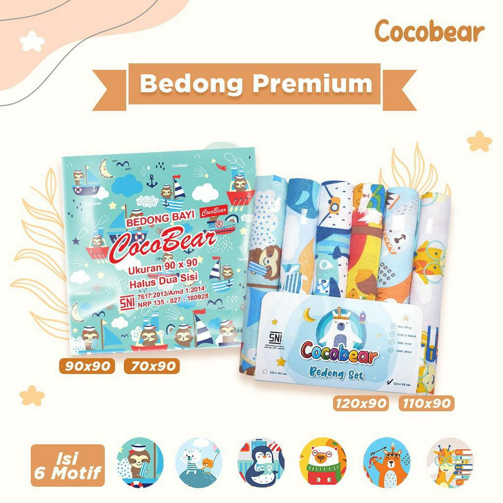 Bedong Bayi Cocobear bahan flanel premium Motif animal (6 Pcs)