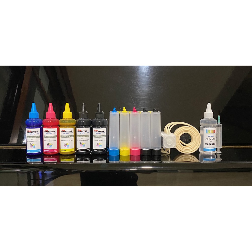 TINTA ECO SOLVENT DENGAN TABUNG DAN SELANG ORIGINAL TAHAN ECO SOLVENT
