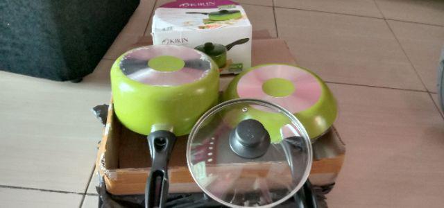 Kirin Saucepan 18cm Panci Susu + Tutup Kaca Sasando Series Hijau