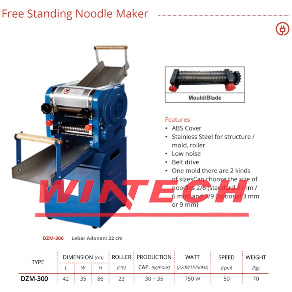 Getra DZM-300 Free Standing Noodle Maker - Mesin Pencetak Mie / Mesin Pembuat Mie - DZM 300 DZM300