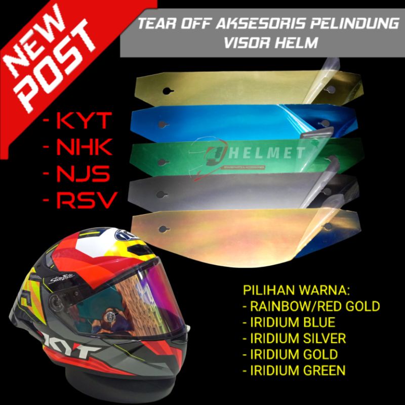 Tear Off Helm Rsv Ff500 FFc21 FFs21 Nhk Gp1000 Terminator Iridium Aksesoris Flat Visor Helm