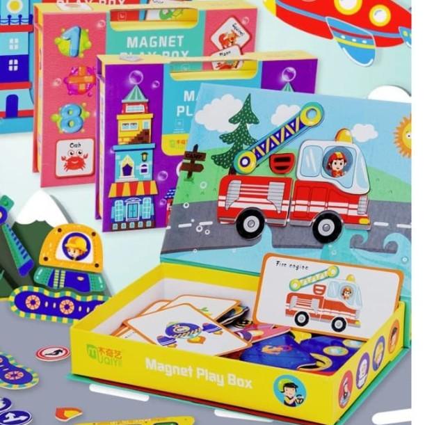 

➼ Tweedy Toys - Magnet Play Box - Magnetic Puzzle Motif Lucu - BANGUNAN ✯