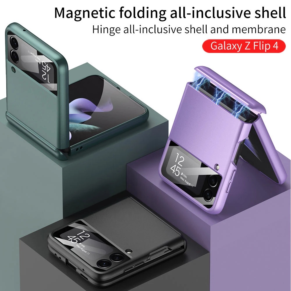 Case Magnetik Matte Shockproof Full Body Cover Samsung Galaxy Z Flip 4 Dengan Lensa Kamera