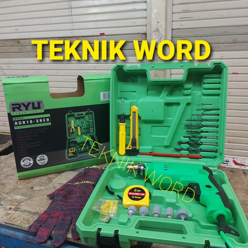 MESIN BOR TANGAN RYU 10MM SET BOR TANGAN RYU 10MM BOR TANGAN RYU RDR 10-3REB