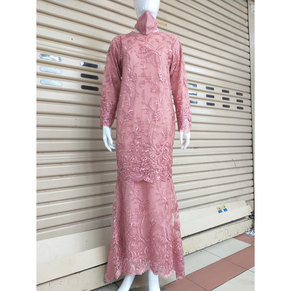 PROMO LONG GAMIS DUYUNG NASYA TULLE MUTIARA BORDIR TIMBUL / GAMIS DUYUNG TULLE  BORDIR TIMBUL