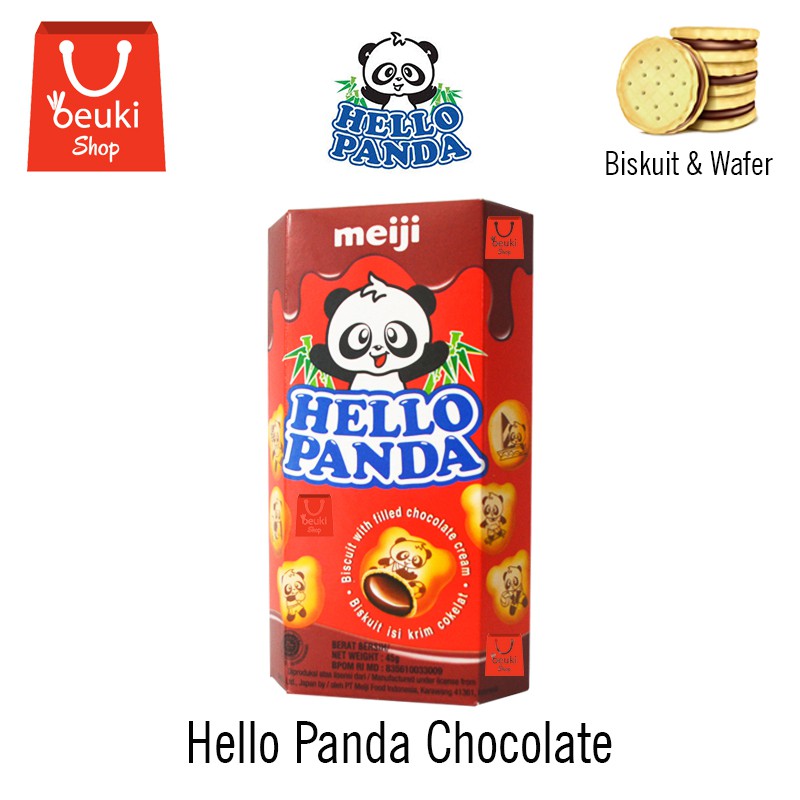 

Hello Panda Chocolate Biskuit Bentuk Panda Mini Isi Krim Susu Rasa Coklat - 45gr