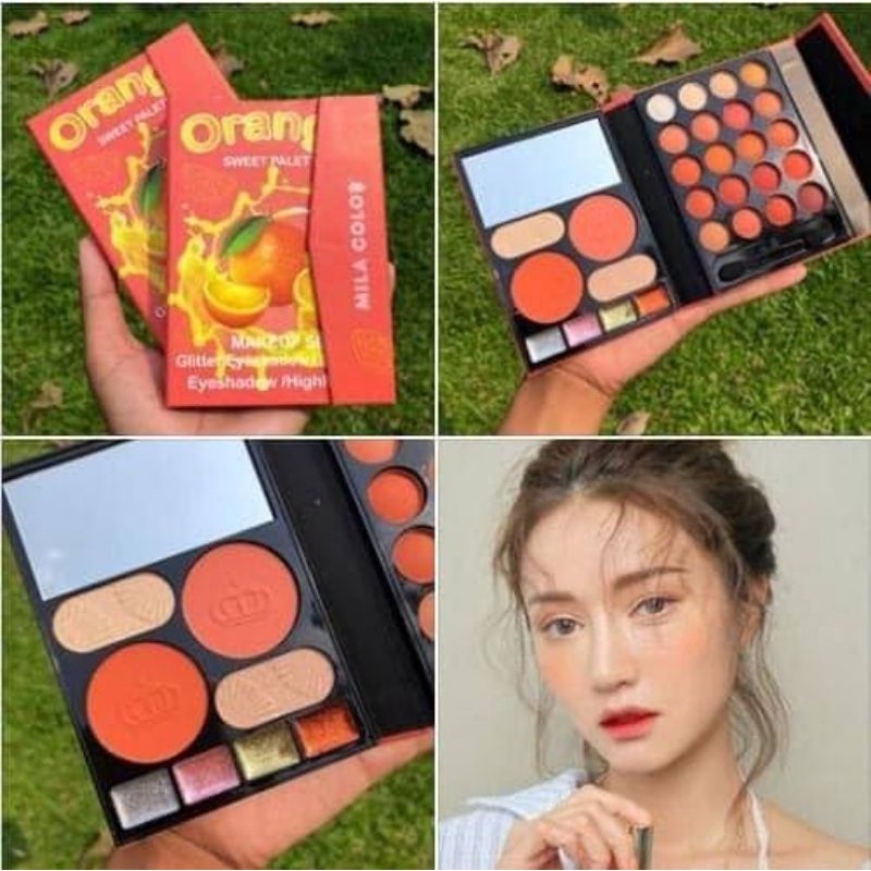 EYESHADOW MILA ORANGE GLITER  MILA COLOR PALETTE DOMPET MAGNET MAKE UP