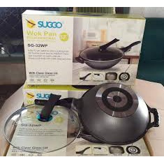 SG-32WP Wok Pan Suggo 32cm Jumbo Size Panci Wok Pan Tutup Kaca Premium Quality Kuat dan Tebal