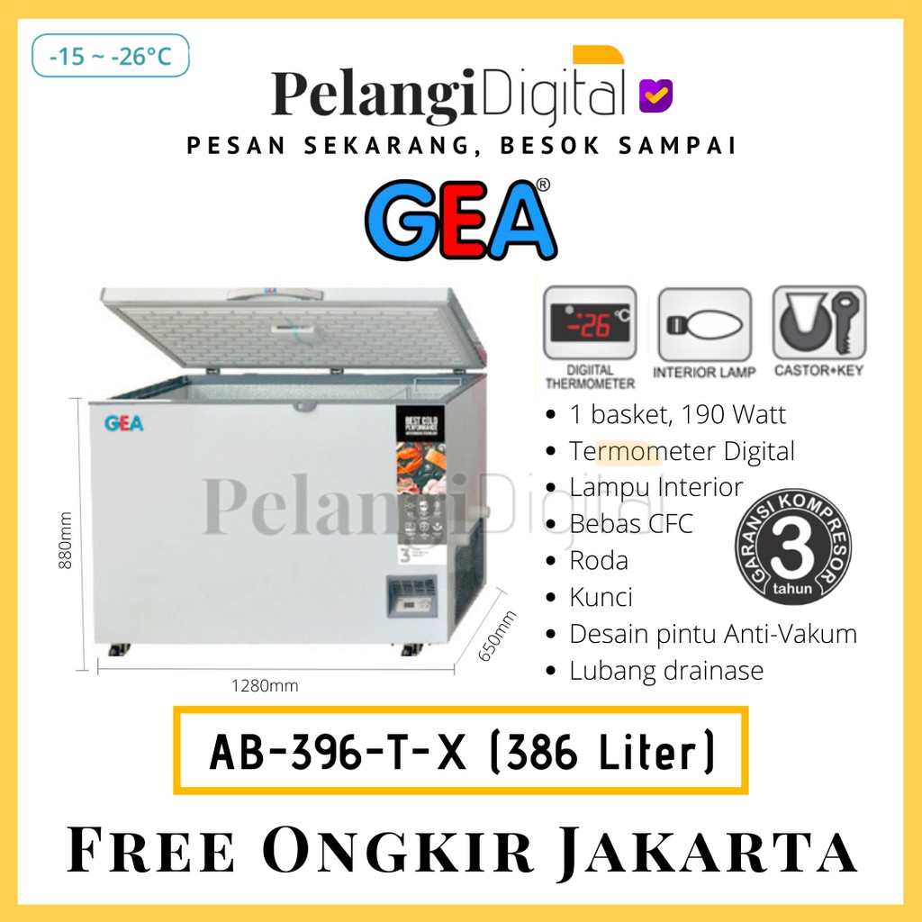 GEA Chest Freezer Box Peti Pembeku Garansi Resmi - 386 L - AB-396-T-X / AB 396 TX
