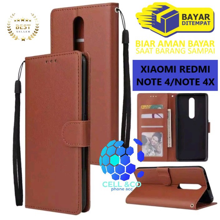 Flip cover XIAOMI REDMI NOTE 4 NOTE 4X Flip case buka tutup kesing hp casingflip case leather wallet