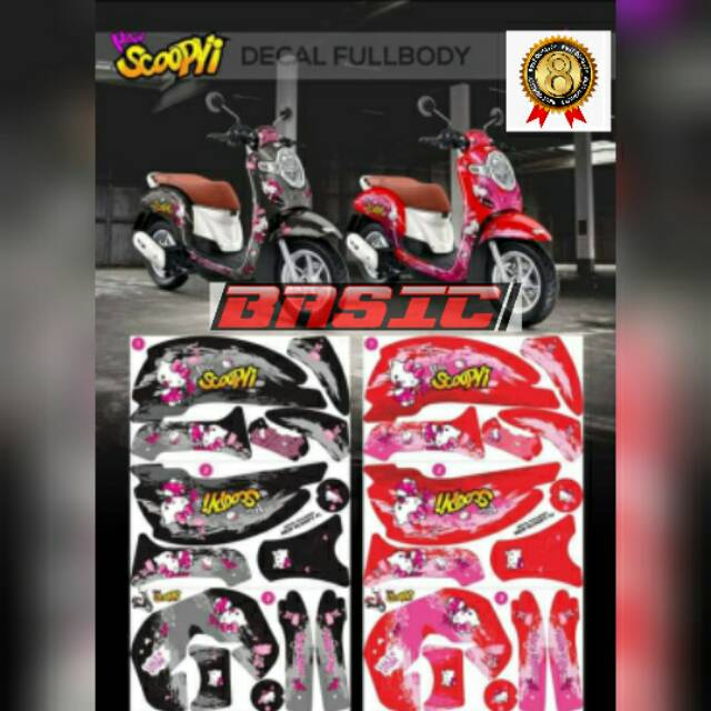 stiker decal scoopyi merah sama hitam